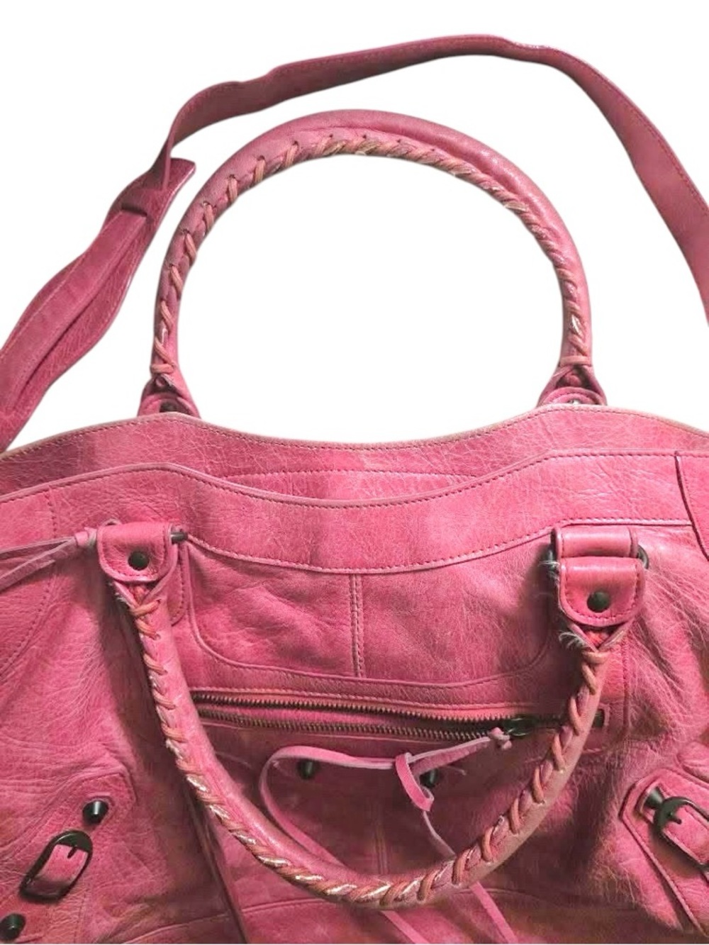 Auth Balenciaga City Pink Leather Shoulder Bag - Picture 3 of 12